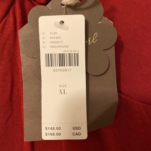 NWT ANTHROPOLOGIE, GATHERED RED SLIP DRESS XL - Picture 6 of 6